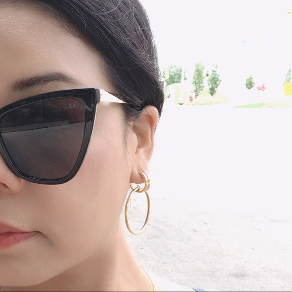 Danielle 18K Gold Plated Hoop Interlock Earrings - Picture 9 of 10